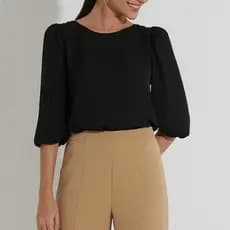 Blusa Feminina Manga 3-4 Crepe Duna Moda Evangélica Várias Cores