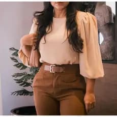 Blusa Feminina Alfaiataria Duna social 3/4 princesa Tendência P ao GG Moda Evangélica