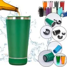 Copo Térmico Musical 473ml com Caixa de Som Bluetooth Integrada | Aço Inox | Mantém Gelado e Quente
