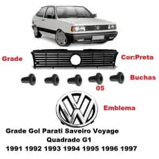 Kit Grade Radiador Gol Quadrado Voyage Parati Saveiro Preta 91 92 93 94 95 + Emblema 1006