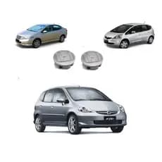 Par Calotinha Miolo Centro Miolo Roda Honda Fit City Prata 2 pecas 58mm