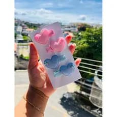 kit de hair clips Baby Coração Premium com Bico de Pato 3,5 cm Forrado