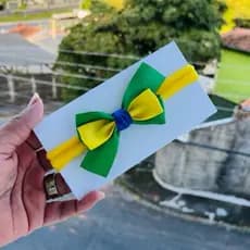 Faixa de Cabelo Infantil Brasil Copa do Mundo | Laço Verde, Amarelo e Azul | Tiara Bebê e Menina