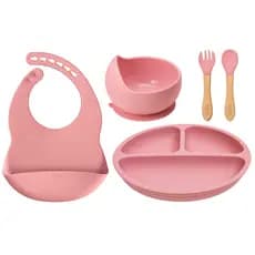 Kit Refeição Bebê Babador + Pratinho + Bowl + Talheres Buba
