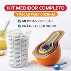 Kit Medidas com 6 Colheres Medidora em Xicara ml + Copo Medidor Graduado De Medidas 500 Ml De Plástico