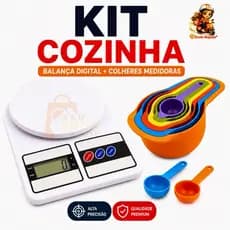 Balança Digital 10kg Precisão 1g + 6 Colheres Medidoras Para Receitas e Dieta - Kit Cozinha