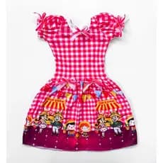 VESTIDO CAIPIRA XADREZ ROSA QUERMECE PARA FESTA ESCOLAR MODA CAIPIRA VESTIDO JUNINA MENINA FJE25