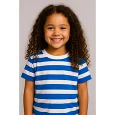 T-Shirt Infantil Feminina Listrada Azul – Ideal para Passeio e Dia a Dia
