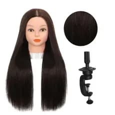 Cabeça De Treino Cabelo Orgânico P/cortes Penteados + Suporte De Brind