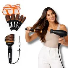 Kit 5 escovas Cerâmicas Térmicas com Necessaire e Limpador de Cerdas