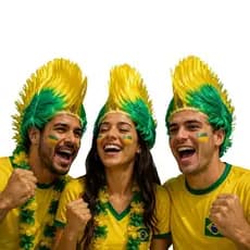 Peruca Moicano Verde E Amarelo Brasil Copa Torcedor