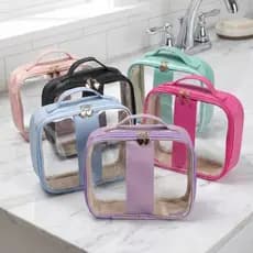 Necessaire PVC Transparente Impermeável Viagem Maquiagem Organizador Com Zíper Multiuso