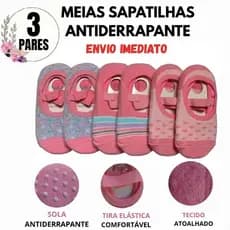 MEIA SAPATILHA PREMIUM ANTIDERRAPANTE FEMININA INFANTIL COMFORTO E SEGURANÇA  P/ PILATES/YOGA/HIDROGINÁSTICA