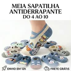 KIT MEIA INFANTIL MASCULINA SAPATILHA ANTIDERRAPANTE CONFORTO E SEGURANÇA COM TIRA DE ELASTICO AJUSTE PERFEITO