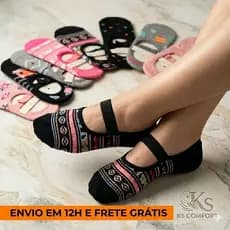 KIT MEIAS SAPATILHA ANTIDERRAPANTE PREMIUM  35/40 PILATES YOGA E HIDROGINÁSTICA CONFORTO E SEGURANÇA