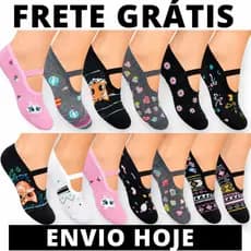 Kit C/ 3,6,9 Pares Meia Pilates Antiderrapante Sapatilha Feminina 35 ao 40 p/ Yoga Academia Hidroginástica Confortável