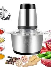Triturador de Alimentos 2L Inox Elétrico Moedor de Carne Cozinha