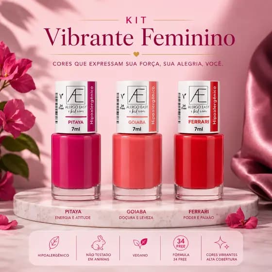 Kit 3 Esmaltes Hipoalergêncos 34 Free Cruelty Free