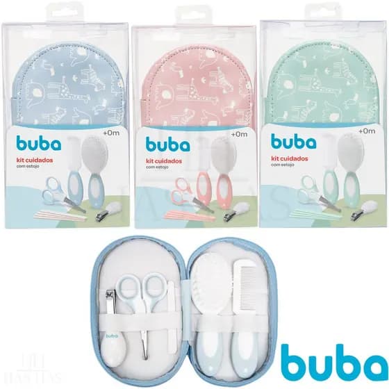Kit Higiene Cuidados Bebê Com Estojo Completo Tesoura Pente Cortador Manicure Infantil Buba