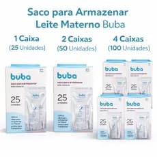 Saco para Armazenar e Congelar Leite Materno Buba Kits 25, 50 ou 100 Unidades Descartável Saquinhos