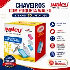 Chaveiro com Etiqueta Organizador Waleu 50 Unidades Cores Sortidas