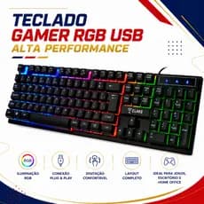 Teclado Gamer RGB USB Mecânico ClanM Preto ABNT2 Com Display LED Para PC Notebook Jogos