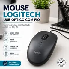Mouse Logitech M90 USB Óptico Com Fio Ambidestro Plug Play Para Escritório Home Office Preto