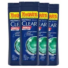 Kit Shampoo Clear Anti-Caspa Limpeza Diária 2 Em 1 Leve 400ml Pague 330ml - 4 unidades