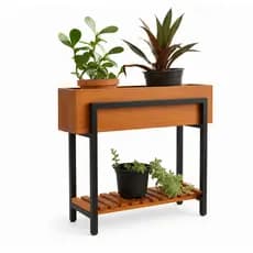 Floreira para Plantas Caixote em Ferro e Madeira Linha Artesanal