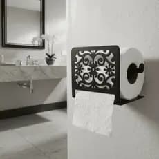 Porta Papel Higiênico de Parede Banheiro Lavabo Preto Fosco Suporte Papeleira Elegance Decoração