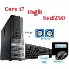 Computador Dell Core i7 16GB RAM Wi-Fi Kit Completo com Teclado, Mouse, Cabos e Mouse Pad