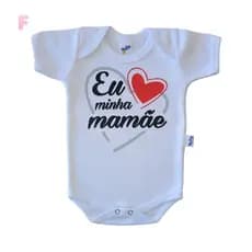 Body Bebê Eu Amo Mamãe Divertido Frase Mesversário Criativo Temático 100% Algodão Bori Bore