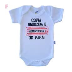 Body Bebê Papai Copia Reduzida Frase Presente Temático 100% Algodão Criativo Pai Bori Bore Enxoval