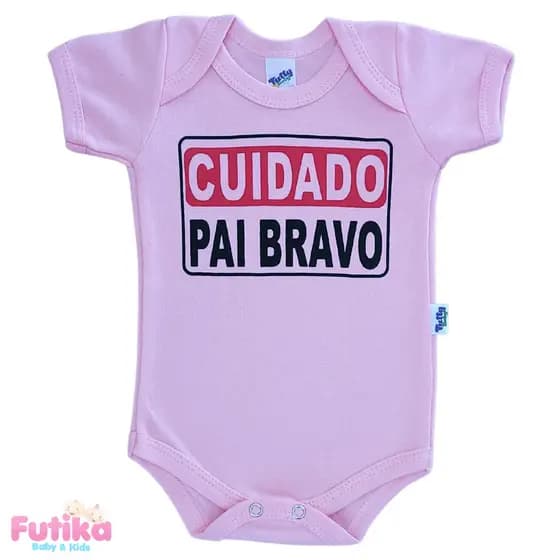 Body Bebê Papai Cuidado Pai Bravo Criativo Frase Personalizado 100% algodão Bori Bore