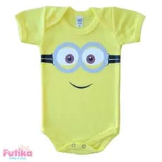 Body Bebê Minions Personagem Divertido Mesversário Criativo Personalizado 100% Algodão Recém Nascido