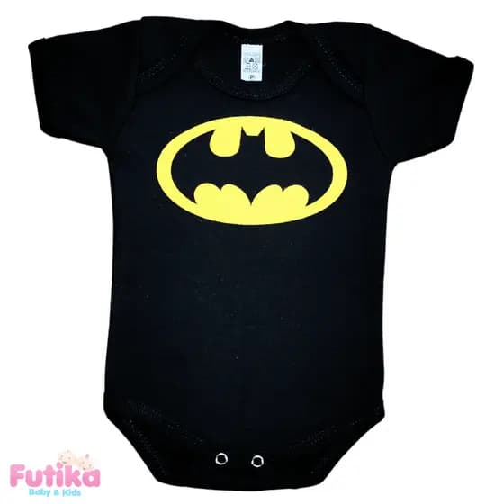 Body Bebê Super Herói Batman 100% Algodão Personagens Mesversário Temático Neném Bori Bore