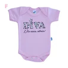 Body Bebê Diva Não Nasce Estreia 100% Algodão Personalizado Roupa Infantil Mesversário Temático Recé