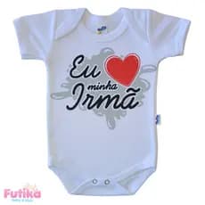 Body Bebê Eu Amo Irmã Baby Frase Divertido Infantil Temático 100% Algodão Bori Bore Papai Mamãe