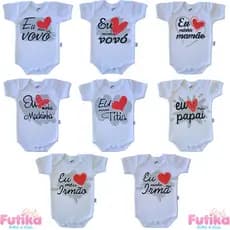 Body Bebê Mamãe Coleção Eu Amo Irmã Irmão Madrinha Mamãe Papai Titia Vovó Vovô 100% Algodão Nascido