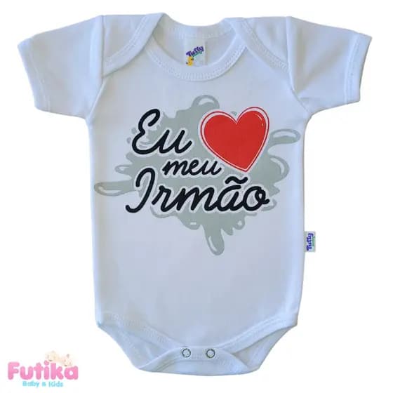 Body Bebê Eu Amo Meu Irmão Frase Divertido Baby Presente Temático 100% Algodão Bori Bore Imã Papai