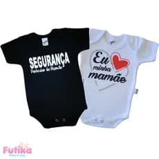 Kit 2 Body Bebê Segurança Eu Amo Mamãe Frase Criativo Personagem Bori Bore Recém Nascido