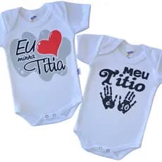 Kit 2 Body Bebê Eu Amo Titia Titio é 10 Frase Divertido Infantil 100% Algodão Bori Bore Recém Nascid