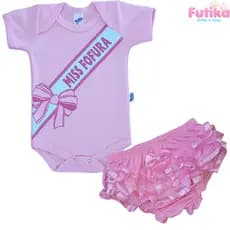 Conjunto Body Bebê Miss Fofura Calcinha Bunda Rica Mesversário Personagem Fantasia Presente Recém