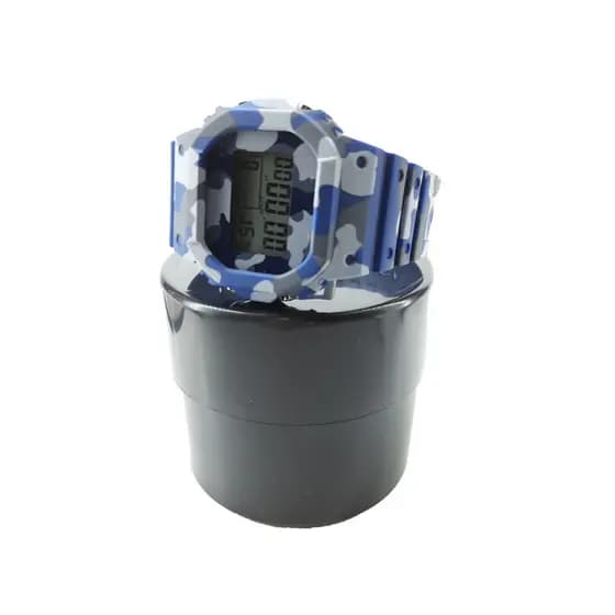 Relógio Masculino Esportivo Digital À Prova De Água 3 ATM Luz Metal Borracha Camuflado Azul  com caixa Amor Lindo