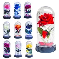 Luminária Cúpula Redoma G. 20 cm A Bela e A Fera A Rosa Encantada Presente