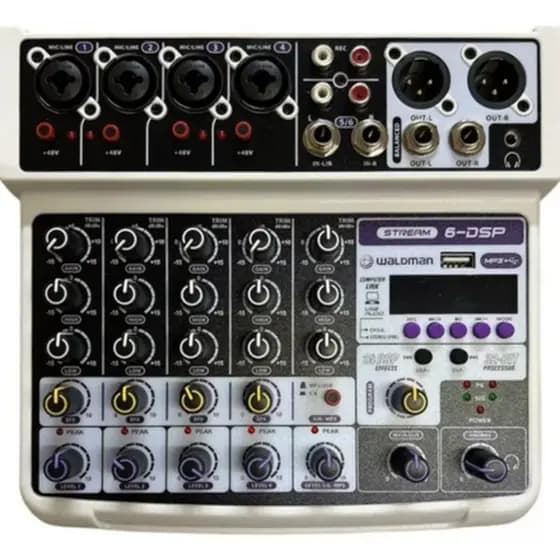 MISTURADOR DE SOM WALDMAN 6 CANAIS MIXER INTERFACE DE AUDIO ST-6DSP