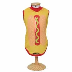 Roupa Pet Hot Dog Modelo Regata Básica salsicha fantasia engraçada cachorro salsichinha festa
