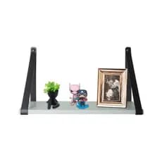 1 Unidade Prateleira Branca Alça Preta Couro Ecológico Decoração Parede/ decoração quarto bebê