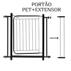Grade Portãozinho Portão Para Pet ou Crianças Com Extensor 20cm Branco Preto
