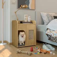 Mesa De Cabeceira Pet Cachorro Gato Pequeno Porte Quarto Com Ventilação Clean Cor Cinamomo